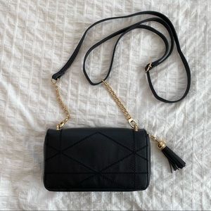 NWOT Black Faux Leather Side Bag with Phone Holder